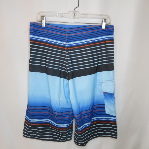 NONWE *NWT* Board Shorts/Swim Trunks Size 30 Blue Striped Lined Surf Beach - Picture 1 of 7